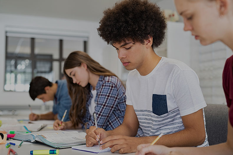 Students sitting in a classroom